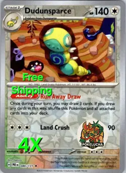 [4x Playset] Dudunsparce 80/131 [x4] [REVERSE HOLO] Prismatic Evo - Pokemon TCG - Image 1