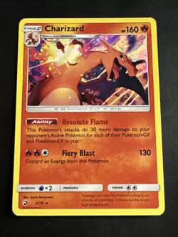 2018 Pokemon Sun & Moon Dragon Majesty Charizard Holo #3/70 Very LP - Image 2