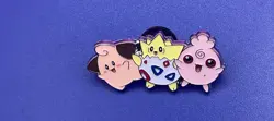Small But Mighty Cleffa Togepi Igglybuff 1.5" Pokemon Collector Enamel Pin - Image 1