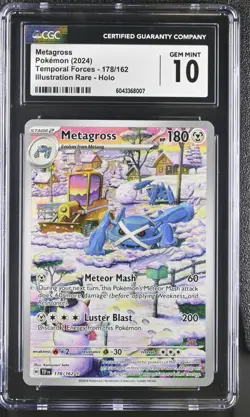 Pokemon Metagross 178/162 Holo Illustration Rare Temporal Forces - CGC 10 - Image 1