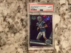 Drake Maye 2023 Bowman U Sapphire PURPLE 03/10 #200 PSA 8 NM-MINT POP Is ONLY 3 - Image 1