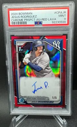 Jesus Rodriguez - 2024 Bowman Chrome Red Lava Refractor Auto /5 1st Bowman PSA 9 - Image 1