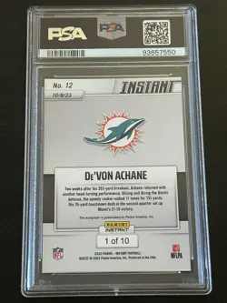2023 Panini Instant Gold /10 PSA 9 Devon Achane - Image 2