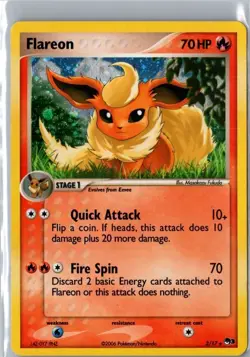 Pokemon 2006 TCG Flareon Holo Rare Card 2/17 Pop Series 3 Promo NM - Image 1