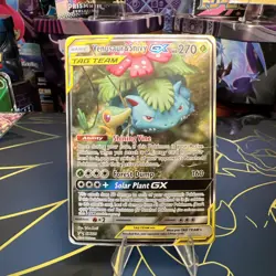 Pokemon TCG Venusaur and Snivy GX Tag Team Cosmic Eclipse Card Blackstar Promo - Image 1