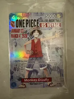 One Piece Monkey D. Luffy US Voyage College Basketball Promo Card SEALED PRESALE - Image 1