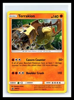 💥 Terrakion SM223 Black Star Promo Cosmos Holo Pokemon Card 2019 - Image 1