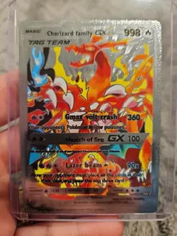 Charizard Family GX Silver Foil Fan Art Vinyl Collector Card - Image 1