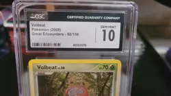 CGC 9.5 MINT+ Pokemon Great Encounters Reverse Holo 92/106 Volbeat Card 2008 - Image 2