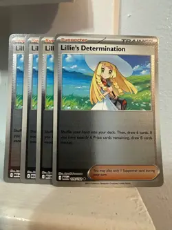 4 X Lillie’s Determination 119/132 Reverse Holo Pokemon Cards Playset - Image 1