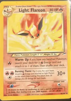 Light Flareon 46/105 Pokemon Neo Destiny Regular Rare Card - LP - Image 1