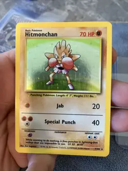 Pokemon TCG Hitmonchan Holo Card Base Set 7/102 - Image 1