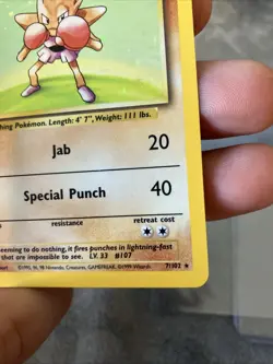 Pokemon TCG Hitmonchan Holo Card Base Set 7/102 - Image 5