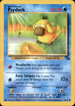 Psyduck- 53/62 Fossil 1999 WOTC NM/LP Vintage - Image 2