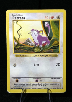Pokemon Rattata 61/102 Base Set Shadowless Regular Normal MP Vintage TCG Card - Image 1