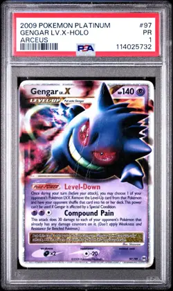 2009 Pokemon Platinum Arceus PSA 1 Gengar LV.X Holo #97 Pop 36 - Image 1
