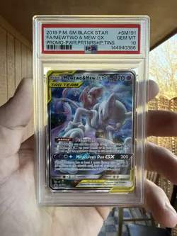 Pokemon 2019 Mewtwo & Mew GX SM191 Full Art SM Black Star Promo PSA 10 GEM MINT - Image 3