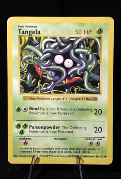 Pokemon Tangela 66/102 Base Set Shadowless Regular Grass MP Vintage TCG Card - Image 1