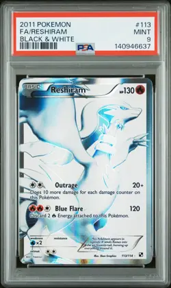 2011 POKEMON B&W #113 FULL ART/RESHIRAM PSA 9 - Image 1