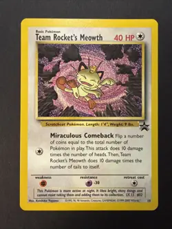 Team Rocket's Meowth! BLACK STAR PROMO 18 WoTC Non-Holo VINTAGE Pokemon 2000 - Image 1