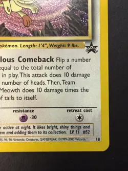 Team Rocket's Meowth! BLACK STAR PROMO 18 WoTC Non-Holo VINTAGE Pokemon 2000 - Image 4