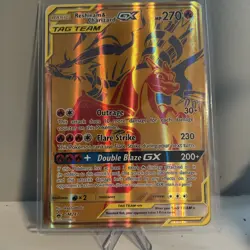 Pokemon Reshiram & Charizard GX Tag Team Gold JUMBO Black Star Promo Card SM247 - Image 1