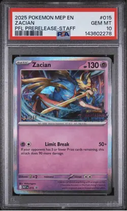 Pokemon Zacian Phantasmal Flames Prerelease STAFF Psa 10 MEP EN Promo - Image 1