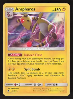 Pokemon TCG SM Lost Thunder Holo Ampharos #78/214 - Image 1