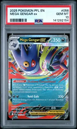 2025 Pokemon Pfl En-Phantasmal Flames #056 Mega Gengar Ex PSA 10 - Image 1