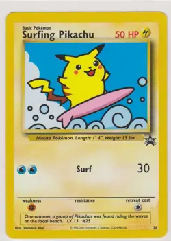Pokemon SURFING PIKACHU BLACK STAR PROM0 #28 Rare WOTC Pack Fresh NEVER PLAYED - Image 1