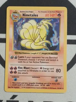 Pokemon Karte Vulnona 12/102 Base Set Shadowless Pokemon Ninetales Holo Original - Image 4