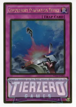 Yugioh Compulsary Evacuation Device PGL2-EN065 Gold Rare 1st Edition NM/LP - Image 1