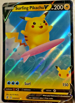 Surfing Pikachu V Celebrations Holo NM Pokemon TCG - Image 1