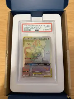 2019 Pokemon Unified Minds - Secret Mewtwo & Mew GX #242 PSA 10 - Image 2