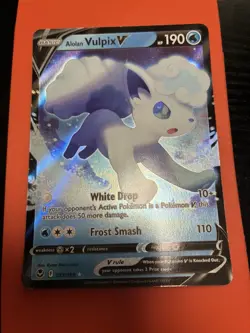 Pokemon TCG Alolan Vulpix V Sword & Shield - Silver Tempest 033/195 Ultra Rare - Image 2