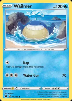 Pokemon Wailmer (31/160) Crown Zenith LP REVERSE HOLO - Image 1