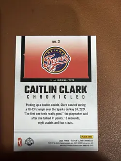 2025 Panini Caitlin Clark Chronicled - Two Milestones In 1 Night #3 Green Holo - Image 2