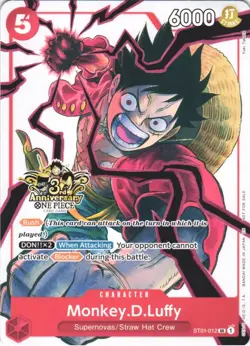 MONKEY.D.LUFFY (3RD ANNIVERSARY TOURNAMENT 3 BROTHERS PACK) ST01-012 NM - Image 1