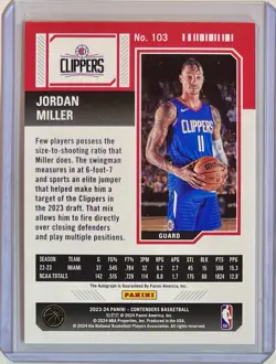 2023-24 Panini Contenders #103 Jordan Miller Rookie Ticket ON CARD AUTO RC - Image 3