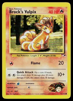 Pokemon Card Gym Heroes Brock's Vulpix 73/132 Unlimited Common - Image 1