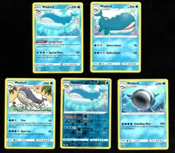Wailord Pokemon Card Collection Set of 5 English Cards Water Type Rare - Image 1