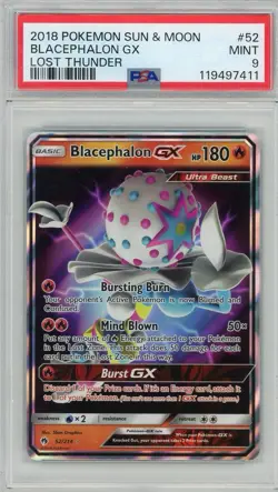 2018 Pokemon Sun & Moon Lost Thunder Blacephalon GX #52 PSA 9 Mint - Image 1