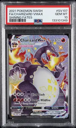 2021 POKEMON SWORD & SHIELD SHINING FATES #SV107 FULL ART/CHARIZARD VMAX PSA 10 - Image 1