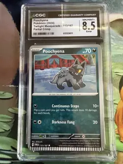 Poochyena pokemon 2024 twilight masquerade error partial crimp CGC 8.5 - Image 1