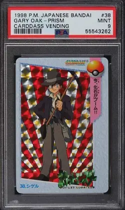 1998 Pokemon Japanese Bandai Carddass Vending Prism Gary Oak #38 PSA 9 MINT - Image 1