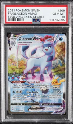 2021 POKEMON SWORD & SHIELD EVOLVING SKIES SECRET FULL ART/GLACEON VMAX PSA 10 - Image 1