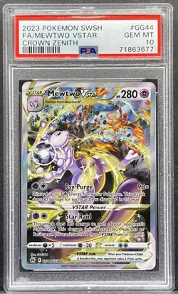 2023 Pokemon SWSH FA/Mewtwo Vstar Crown Zenith #GG44 PSA 10 - Image 1