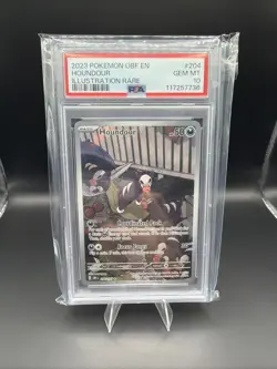 2023 TCG Pokemon Houndour #204/197 Illustration Rare, Obsidian Flames PSA 10 Gem - Image 1