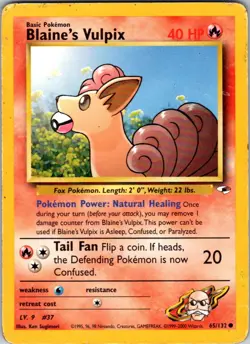Blaine's Vulpix 65/132 Common Gym Heroes Pokemon Unlimited Heavily Played - Image 1