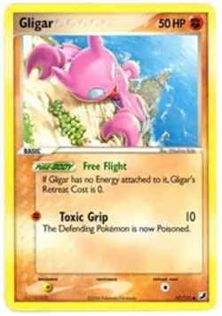 Moderately Played, English Pokemon Regular Gligar - 57/115 - Common EX Unseen Fo - Image 1